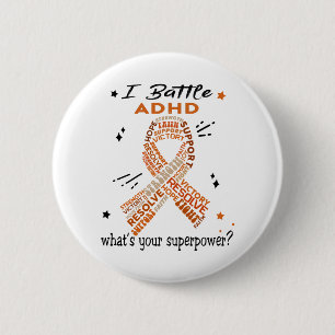 Support ADHD Warrior Gifts 6 Cm Round Badge