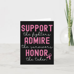 Support Admire Honour Breast Cancer Awareness Card