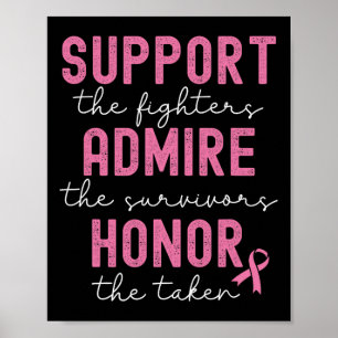 Support Admire Honour Breast Cancer Awareness Poster