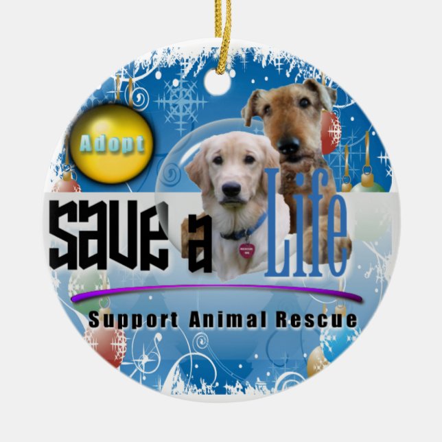 SUPPORT ANIMAL RESCUE CHRISTMAS ORNAMENT (Front)
