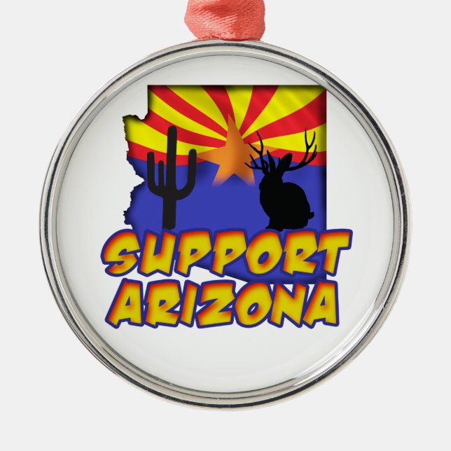 Support Arizona Silver Pendant  Ornament (Front)