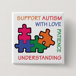 Support Autism 15 Cm Square Badge