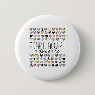 Support Autism Awareness Adapt Accept Advocate 6 Cm Round Badge