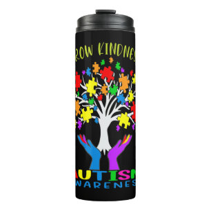 Support autism awareness by with a puzzle pieces d thermal tumbler
