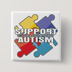 Support Autism Awareness Puzzle Pieces 15 Cm Square Badge