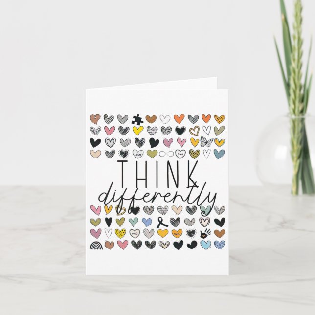 Support Autism Awareness Think Differently Neurodi Card (Front)