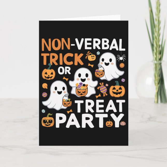 Support Autism Halloween Spooky Autistic Trick Or  Card (Front)