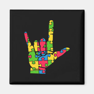 Support Autism Love Sign Language  Magnet