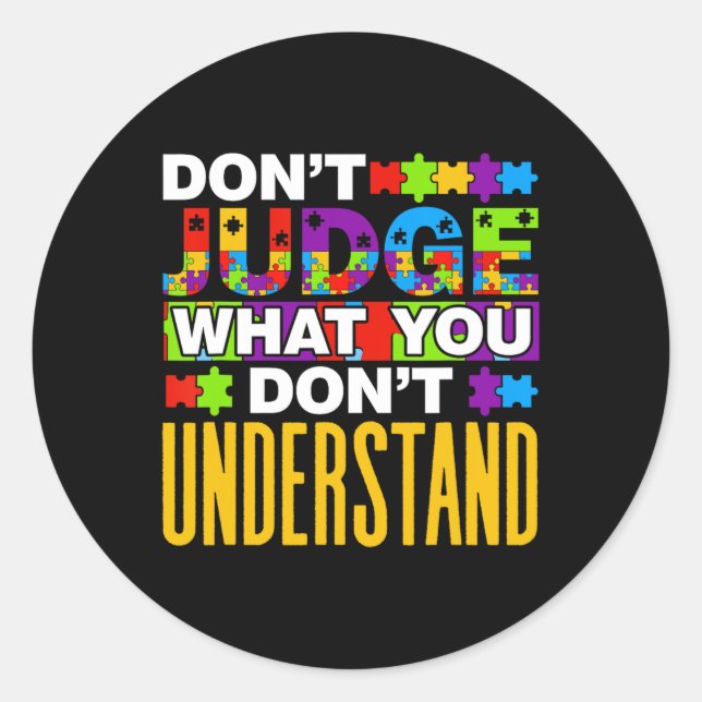 Support Autist Autism  Classic Round Sticker (Front)