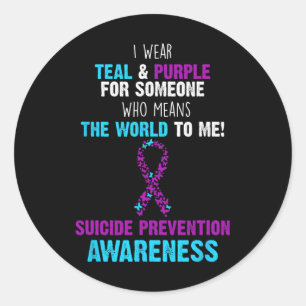 Support Awareness Suicide Prevention Teal And Purp Classic Round Sticker