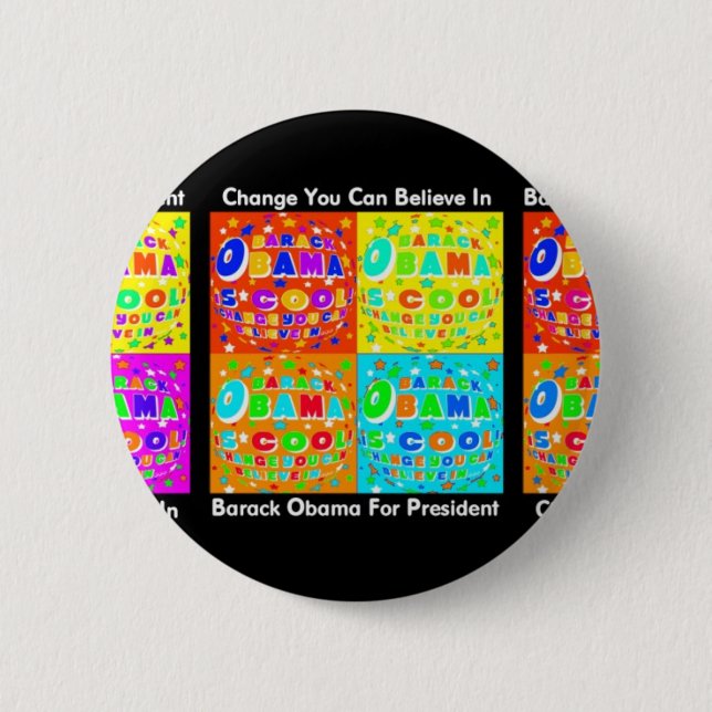 SUPPORT BARACK OBAMA 6 CM ROUND BADGE (Front)