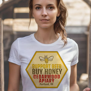 Support Bees Buy Honey Farmer's Market Bee Apiary T-Shirt