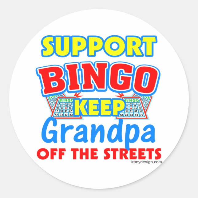 Support Bingo Grandpa Classic Round Sticker (Front)