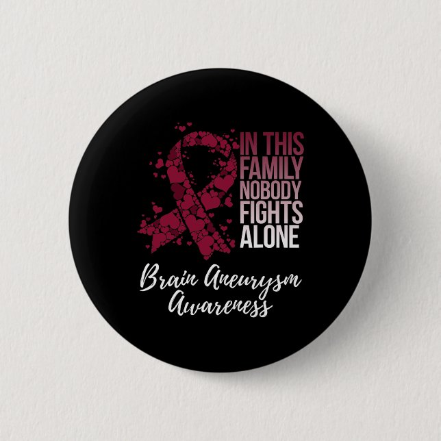 Support Brain Aneurysm Awareness  6 Cm Round Badge (Front)