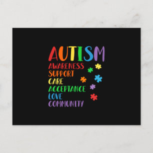 Support Care Acceptance Ally Autism Awareness Announcement Postcard