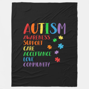 Support Care Acceptance Ally Autism Awareness Fleece Blanket