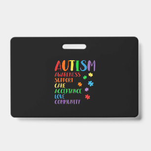 Support Care Acceptance Ally Autism Awareness ID Badge
