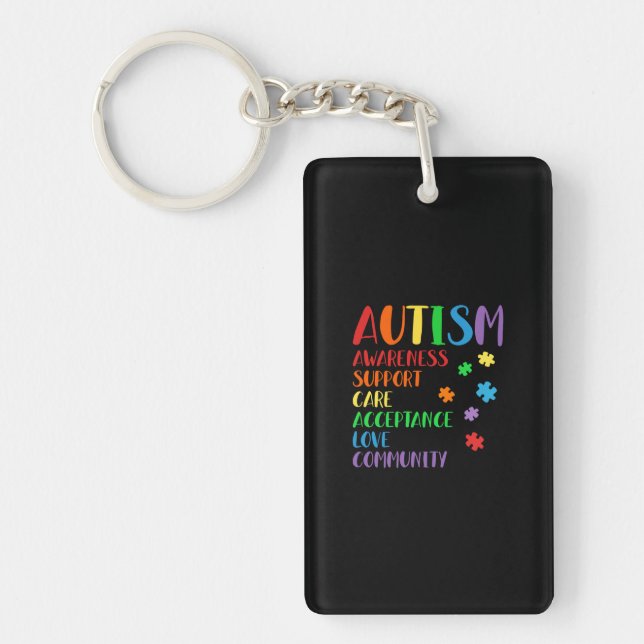 Support Care Acceptance Ally Autism Awareness Key Ring (Front)