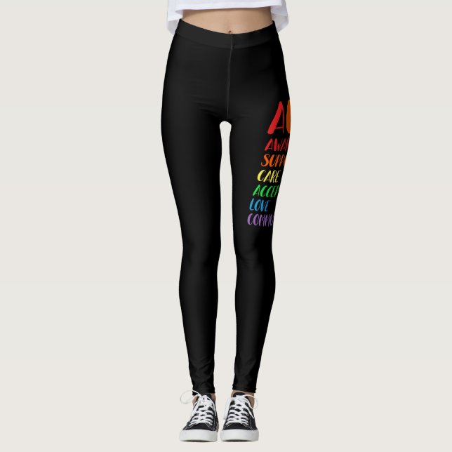 Support Care Acceptance Ally Autism Awareness Leggings (Front)