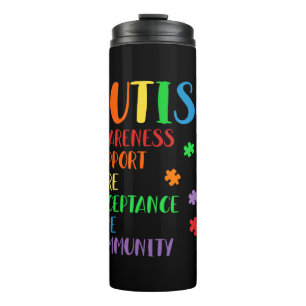 Support Care Acceptance Ally Autism Awareness Thermal Tumbler