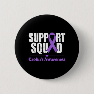 Support Crohns Disease Squad Purple Ribbon Crohns 6 Cm Round Badge