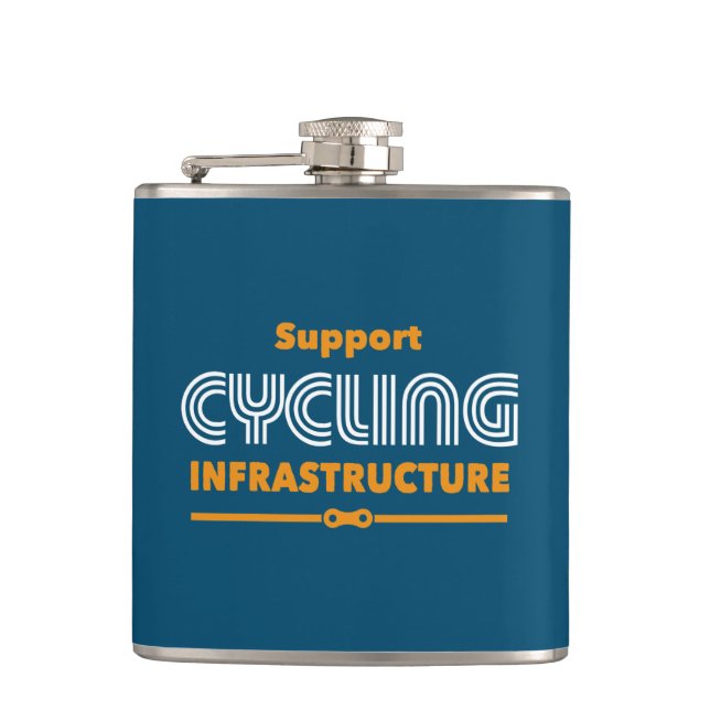 Support Cycling Infrastructure Hip Flask (Front)