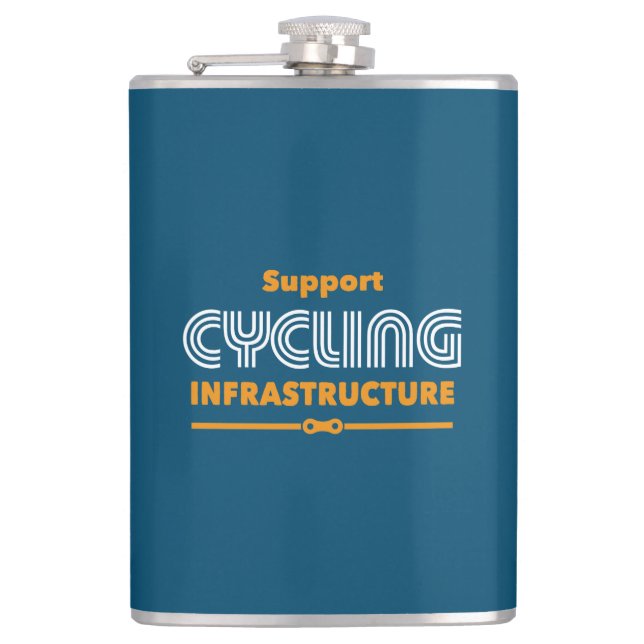 Support Cycling Infrastructure Hip Flask (Front)