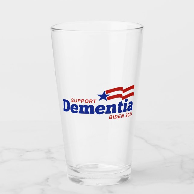 Support Dementia Biden 2024 Glass (Front)