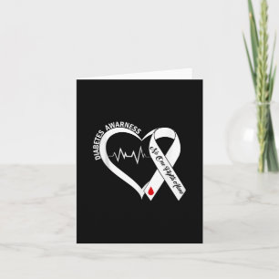 Support Diabetes Awareness Heart Blue Ribbon Diabe Card