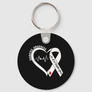 Support Diabetes Awareness Heart Blue Ribbon Diabe Key Ring