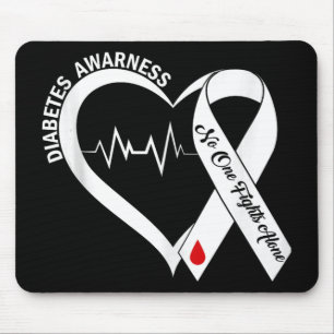Support Diabetes Awareness Heart Blue Ribbon Diabe Mouse Pad