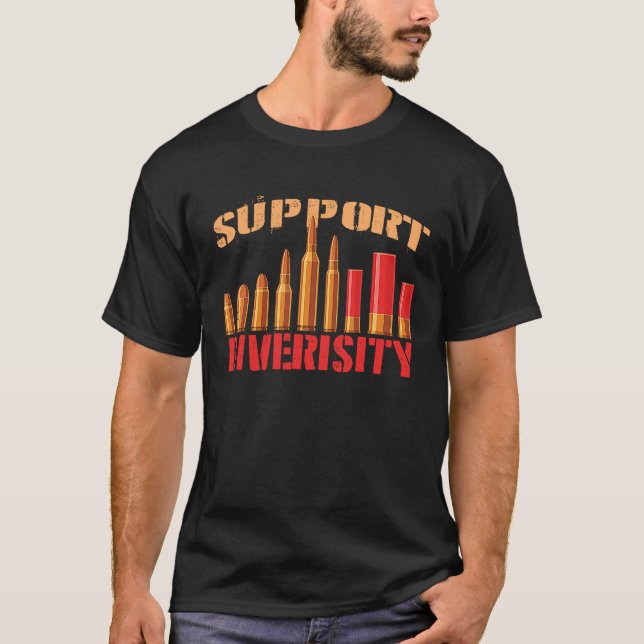 Support Diversity Gun Bullets Veteran Soldier Vint T-Shirt (Front)