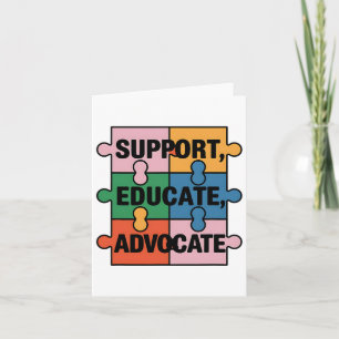 Support Educate Advocate Puzzle Piece Autism Aware Card