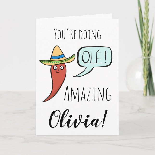 Support Encouraging Cute Funny Chilli Card (Front)