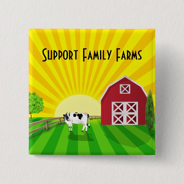 Support Family Farms 15 Cm Square Badge (Front)