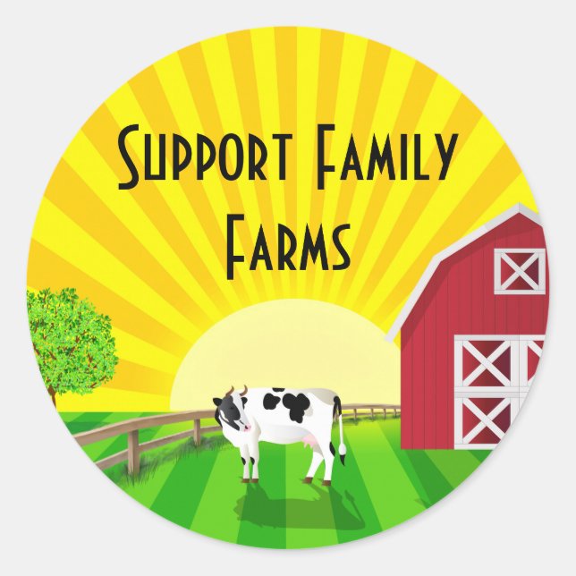 Support Family Farms Classic Round Sticker (Front)