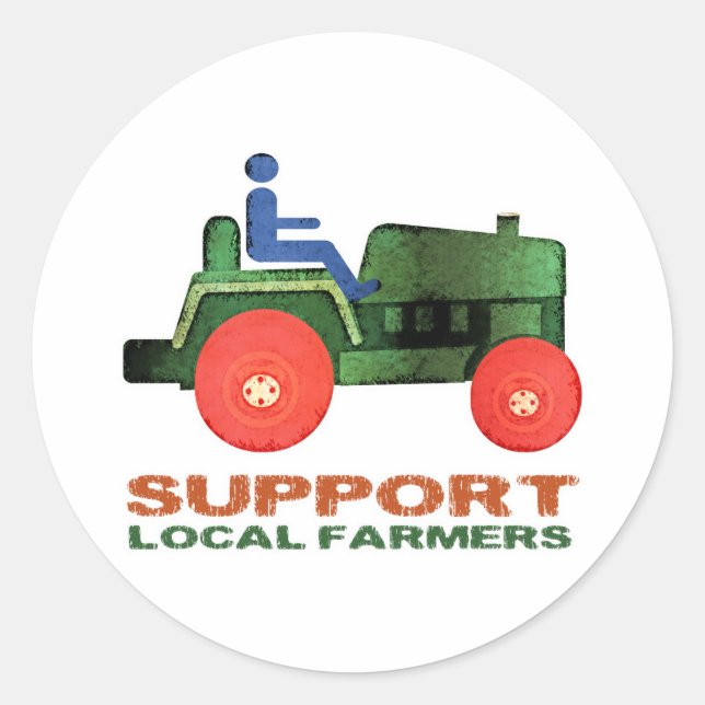 Support Farmers Classic Round Sticker (Front)