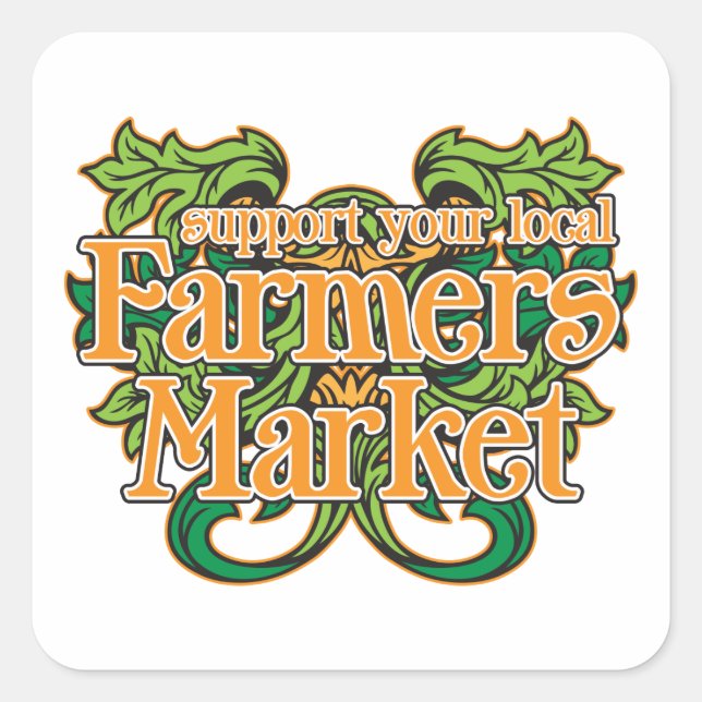 Support Farmers Market Square Sticker (Front)
