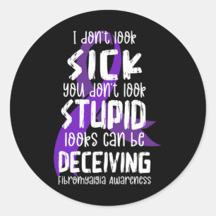 Support Fibromyalgia Awareness Month Fibro Warrior Classic Round Sticker