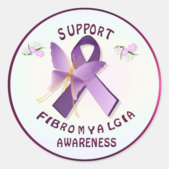 Support Fibromyalgis Awareness Classic Round Sticker (Front)