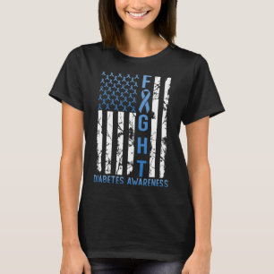 Support Fight Usa Flag Type 2 Type 1 Diabetes Awar T-Shirt