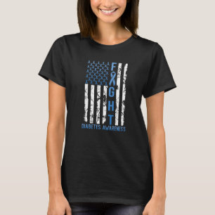 Support Fight USA Flag Type 2 Type 1 Diabetes Awar T-Shirt