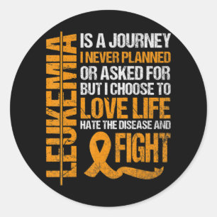 support for Leukemia Awareness orange Ribbon produ Classic Round Sticker