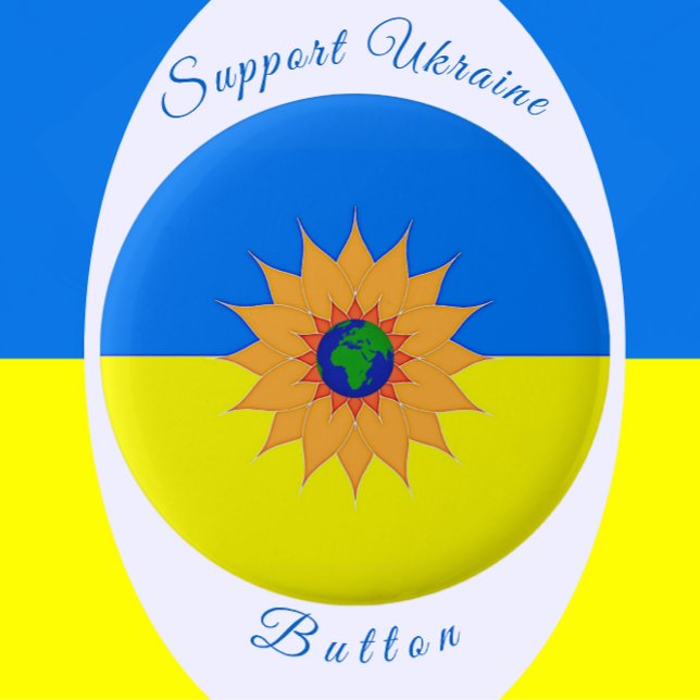 Support for Ukraine Flag and Sunflower 6 Cm Round Badge (Creator Uploaded)