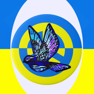 Support for Ukraine Vibrant Peace Dove 7.5 Cm Round Badge