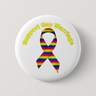 Support Gay Marriage Rainbow Awareness Ribbon 6 Cm Round Badge