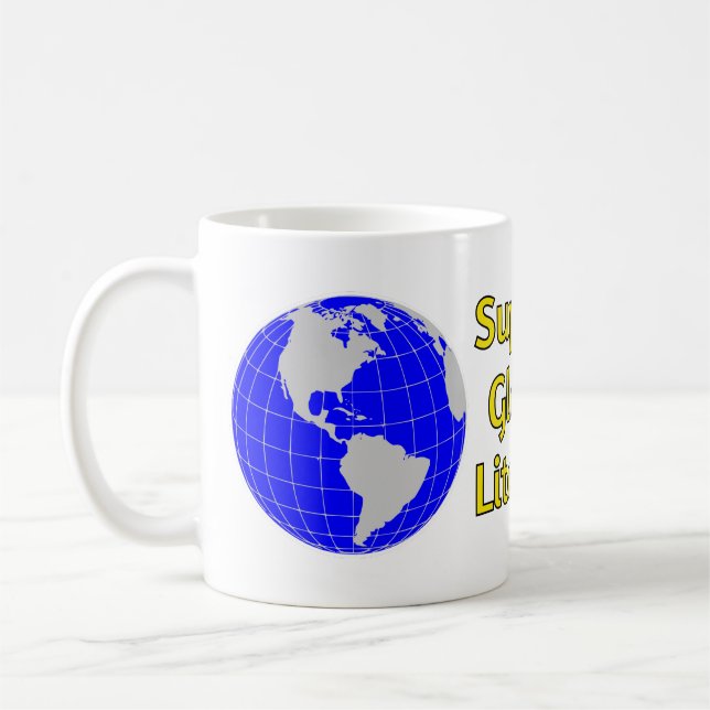 Support Global Literacy with globe (white) Coffee Mug (Left)