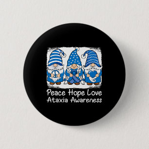 Support Gnomes With Ribbon Blue Ataxia Awareness 6 Cm Round Badge
