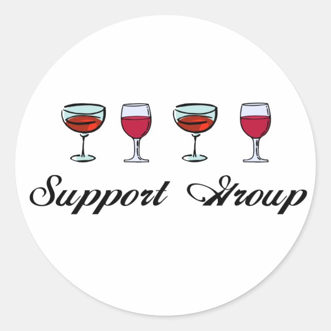 Support Group Wine Glasses Classic Round Sticker (Front)