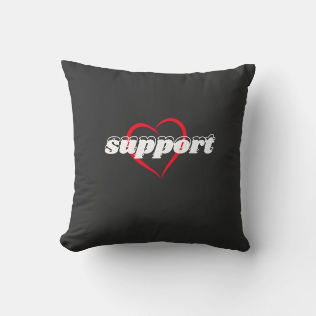 Support Heart Design – Red Love Symbol with Bold  Cushion (Front)